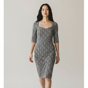 Antonio Berardi Animal Print Sheath Dress Sweetheart Neck Black White Size 44